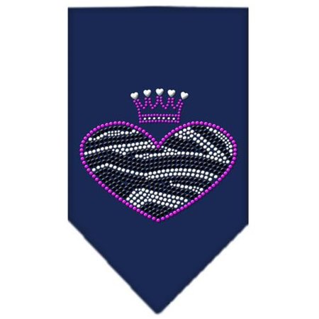 UNCONDITIONAL LOVE Zebra Heart Rhinestone Bandana Navy Blue Small UN760835